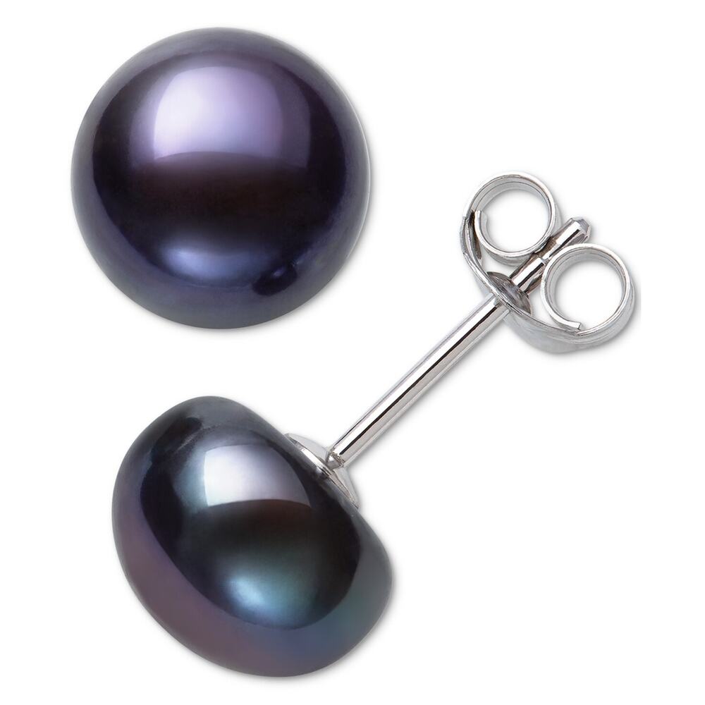 Belle de Mer Cultured Freshwater Button Pearl (8-9mm) Stud Earrings #67